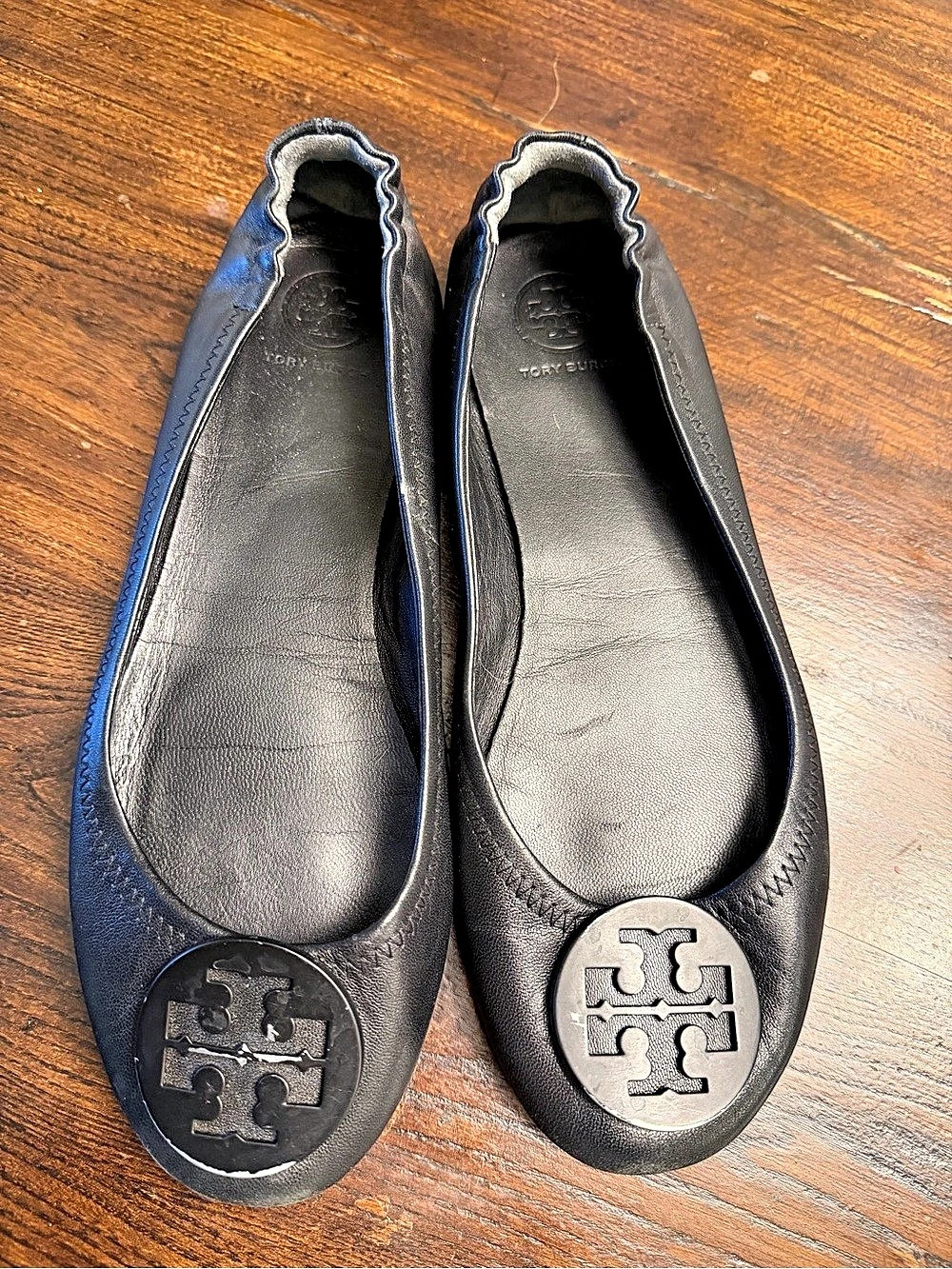 Tory Burch Minnie Travel Ballet Flat Black Logo Flats